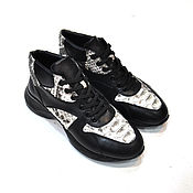 Обувь ручной работы handmade. Livemaster - original item Sneakers made of genuine python leather and genuine leather. Handmade.