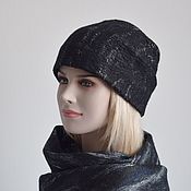 Аксессуары handmade. Livemaster - original item Felted men`s hat.Warm Wool Felted Black Beanie Hat. Handmade.