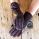 Brown women leather gloves.Unique design "Amber" Size 8.5, Gloves, Trakai,  Фото №1