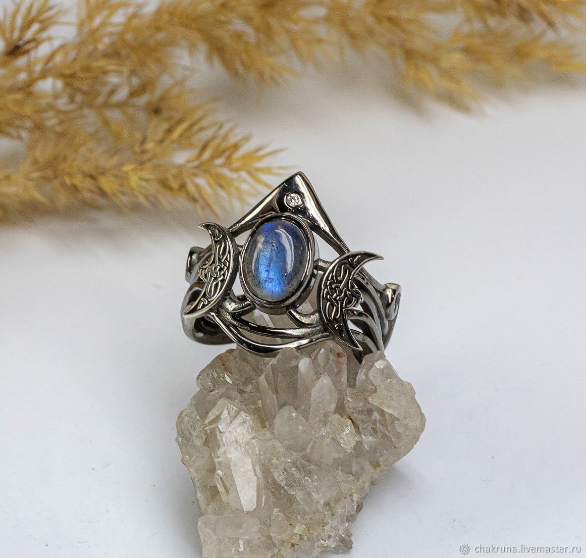15.75, 17 and 18 r-r Silver ring with labradorite 'Tiara', Rings, Moscow,  Фото №1