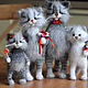 Author's crochet toy CAT FAMILY 22-25 cm, kittens 16-13 psypoint and crochet from natural mohair and wool.

