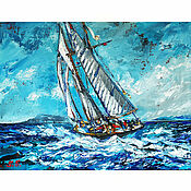 Картины и панно handmade. Livemaster - original item Oil painting sailboat on canvas 