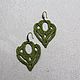 Green openwork earrings made of flax, light airy leaves large boho. Earrings. Ritasdreams (ritasdreams). My Livemaster. Фото №4