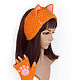 kit: Headband with Fox ears Knitted Mittens with paws, Bandage, Orenburg,  Фото №1
