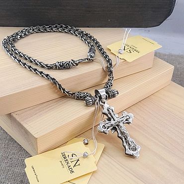 ручной работы. Ярмарка Мастеров - ручная работа Серебряная мужская цепь бисмарк с крестом для подвески. Handmade.