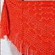 St. Red Shawl 220*90 Crocheted Triangular with Tassels #012, Shawls, Nalchik,  Фото №1
