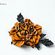 Order Brooch-clip leather Red rose. Decoration leather. lanssveta. Livemaster. . Brooches Фото №3