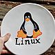 Заказать Керамическая тарелка с рисунком пингвина Linux. Тарелки Кружки с надписями Керамика (dashalepit). Ярмарка Мастеров. . Тарелки Фото №3