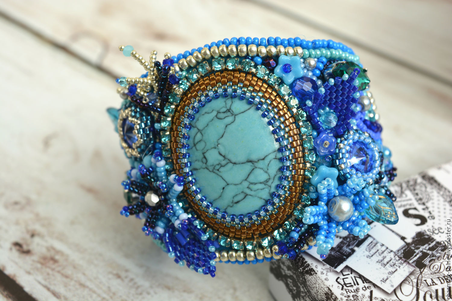 Модный женский браслет Васильковая нежность синий голубой