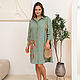 Linen Dress shirt sage color with bright embroidery. Dresses. NATALINI. Ярмарка Мастеров.  Фото №6
