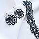 Round Openwork Earrings, Evening frivolite Black Earrings. Earrings. moonlace. Online shopping on My Livemaster.  Фото №2