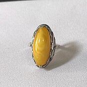 Винтаж handmade. Livemaster - original item Amber Ring Amber Landscape Yolk Silver 875 Star size 16. Handmade.