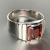 Silver ring with bright Pink Tourmaline (Rubellite) pink