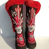 Обувь ручной работы handmade. Livemaster - original item Felted boots Red and black. Handmade.