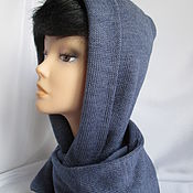 Аксессуары handmade. Livemaster - original item A copy of the product Hood scarf hood two-layer color jeans half-wool. Handmade.