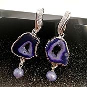 Украшения handmade. Livemaster - original item Asymmetrical earrings with purple agate 