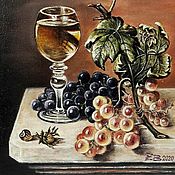 Картины и панно handmade. Livemaster - original item Painting Grapes and a glass of wine, Dutch still life, Fruit and wine. Handmade.