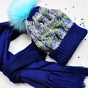 Аксессуары handmade. Livemaster - original item A set of soft yarn color dark blue. Handmade.