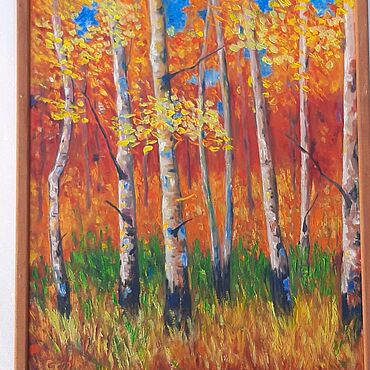 Картины и панно ручной работы. Ярмарка Мастеров - ручная работа Осень Картина маслом Осенний лес яркая картина осень в гостинную. Handmade.