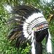 Black Indian Headdress, Native American Warbonnet. Carnival Hats. Indian Headdress Co. Интернет-магазин Ярмарка Мастеров.  Фото №2