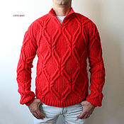 Мужская одежда handmade. Livemaster - original item Men`s sweaters: Men`s Scarlet Mohair Sweater. Handmade.