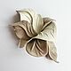 Delicate Leather Brooch Praline Flower Milk Beige, Brooches, Moscow,  Фото №1