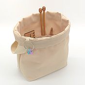 Bag for knitting with ring handles, and inside pockets