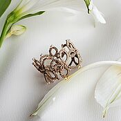 Украшения handmade. Livemaster - original item Braided ring, openwork gold ring, frivolite ring. Handmade.