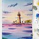 Painting with a sunset on the sea and a lighthouse in watercolor for the bedroom. Pictures. Olga Ermakova art. My Livemaster. Фото №4