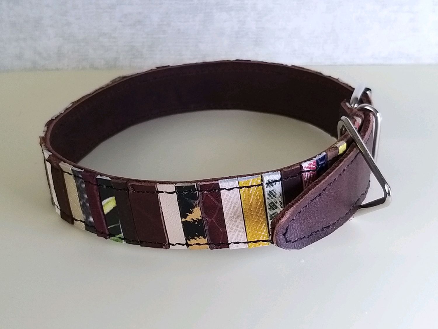 Ошейник для собаки из натуральной кожи в стиле пэчворк, 40 см в ...