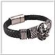 Skull bracelet men's leather no 2 accessories steel 316L. Regaliz bracelet. atelier666. Online shopping on My Livemaster.  Фото №2