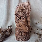 Субкультуры handmade. Livemaster - original item Baba Yaga in a mortar, wooden statuette.. Handmade.
