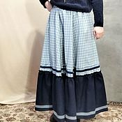 Одежда handmade. Livemaster - original item Long blue skirt with a frill. Handmade.