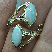 Украшения handmade. Livemaster - original item Original 925 silver ring with natural Australian opals. Handmade.