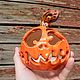 Pumpkin JACK handmade ceramic Halloween candle holder. Candlesticks. DASHA LEPIT | Ceramic tableware (dashalepit). My Livemaster. Фото №4