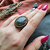 Украшения handmade. Livemaster - original item Copper ring with utkinite (black aventurine).. Handmade.