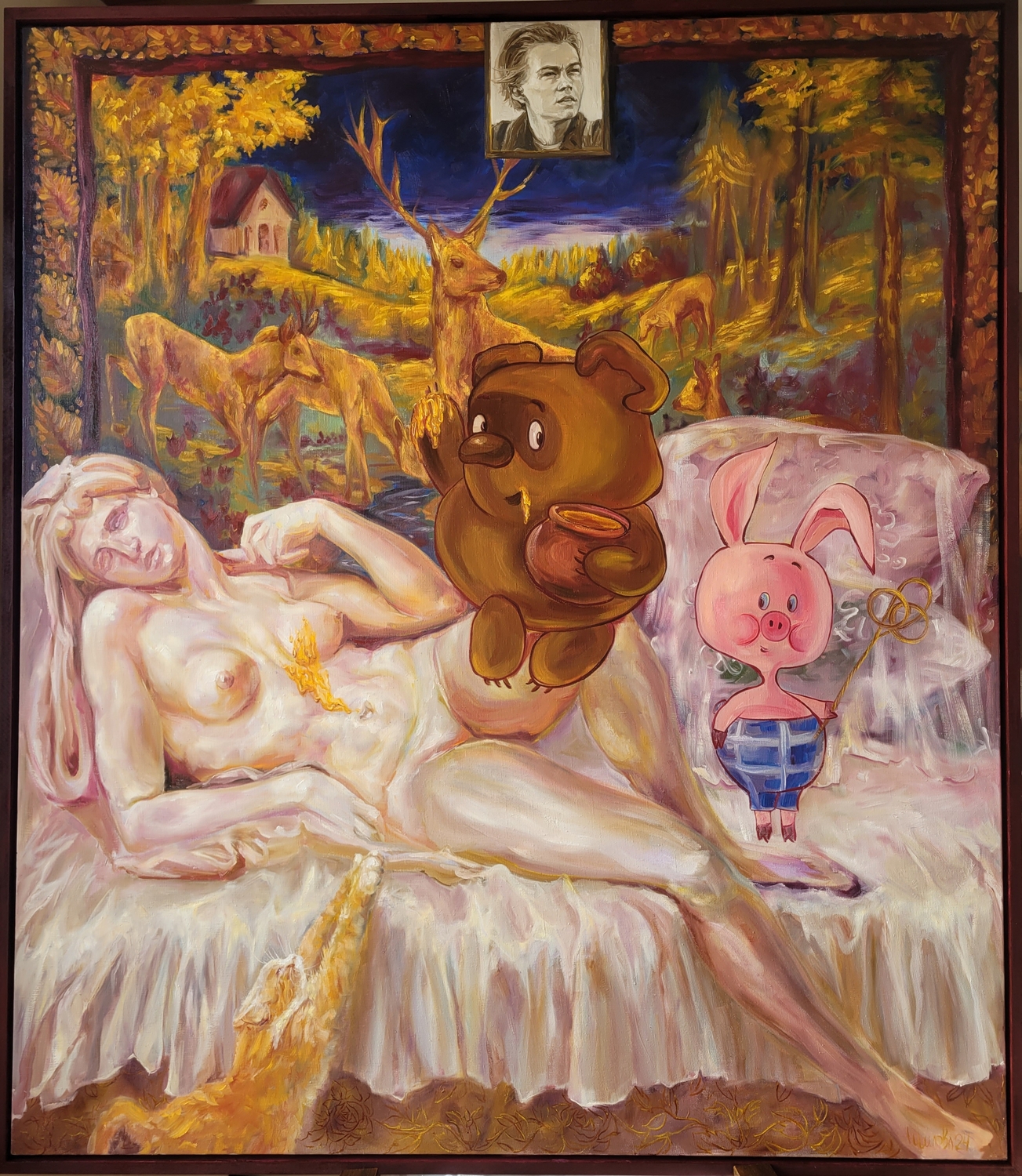 У бабушки. Холст 150×130, масло, поп-арт.