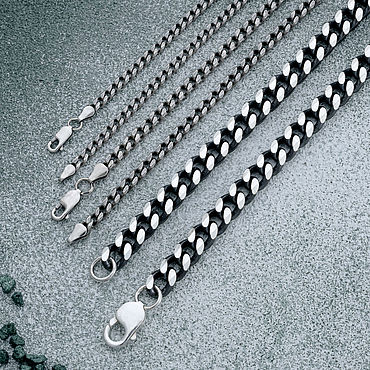 Дизайн и реклама ручной работы. Ярмарка Мастеров - ручная работа Браслет-цепочка: Цепочка панцирная серебро 925 с чернением. Handmade.