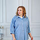 Shirt large size blue checkered cotton. Dresses. natali. My Livemaster. Фото №4