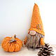 Autumn decor Dwarf with pumpkin, gift house charm, Stuffed Toys, Ekaterinburg,  Фото №1