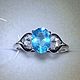 Кольцо с природным апатитом параиба и белыми сапфирами, 925. Кольца. OLVIKSOL JEWELRY STORE. Ярмарка Мастеров.  Фото №6