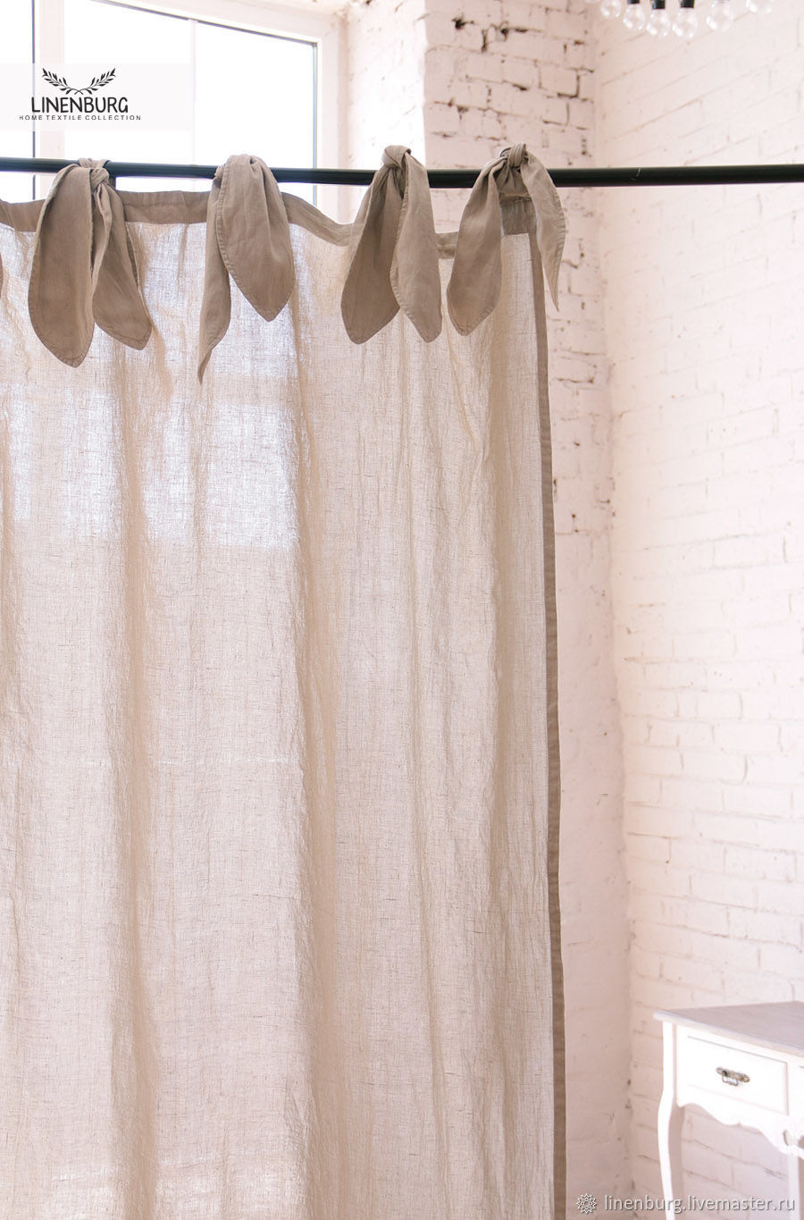 Linen curtain with Bunny ties, Curtains1, Orel,  Фото №1