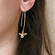 Long gold earrings 'Bees' bee earrings, hanging earrings. Thread earring. Irina Moro. My Livemaster. Фото №6
