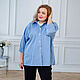 Shirt large size blue checkered cotton, Dresses, Novosibirsk,  Фото №1
