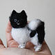 Black and white felted pomeranian (mini copy of the dog to order), Felted Toy, Novosibirsk,  Фото №1