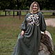 Льняное платье женское  длинное зелёное с рукавами, Платья, Барановичи,  Фото №1