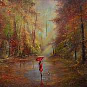 Картина маслом "Осенний листопад"