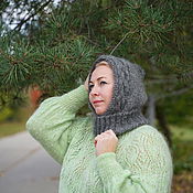 Аксессуары handmade. Livemaster - original item Bonnets: Fashionable knitted goat Down Bonnet. Handmade.