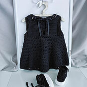 Одежда детская handmade. Livemaster - original item Black dress with sequins and fringe for a girl. 0-3 months. Handmade.