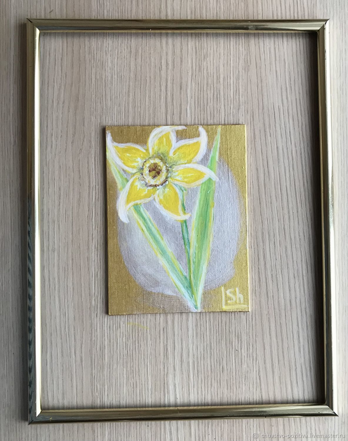Картина нарцисс на золотом «Солнечный» 20х15 см – купить на Ярмарке ...